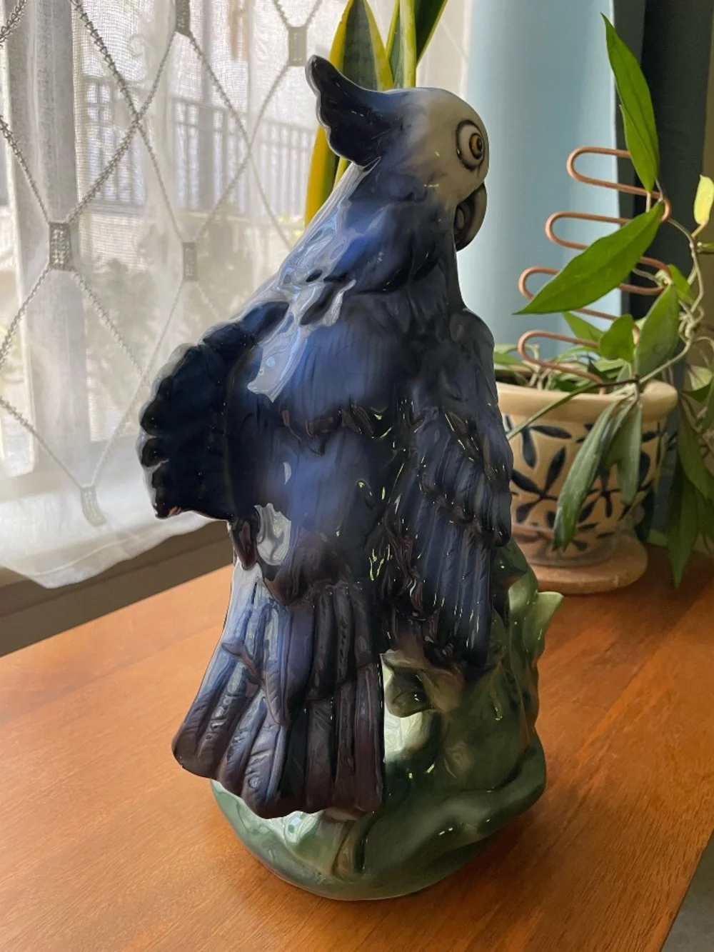 Vintage Italian Ceramic Porcelain Majolica? Parrot Bird Statue Figure 12